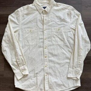 Proper Cloth Japanese Off White Selvedge Chambray Button Shirt Size Large